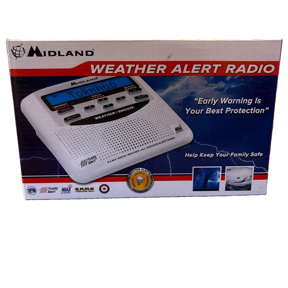 Midland WR-120EZ NOAA Weather Alert Radio Emergency Alert Alarm Clock TESTED